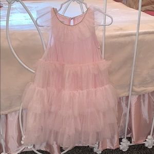 Mud Pie Mesh Tiered Party Dress Pink Gold Girl 3T